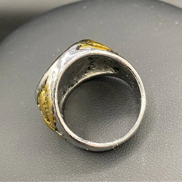 Gold Plated Stainless Steel 6 Point Star Ring with Eagle Design Size 8 - Picture 8 of 11